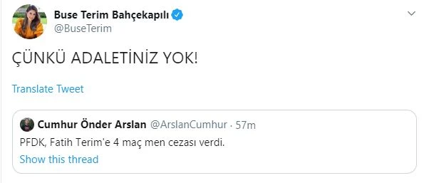 Fatih Terim'in kızlarından PFDK kararına sert tepki